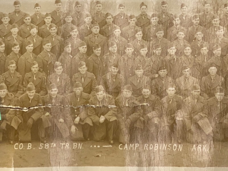 WWII Panaramic Photo US Army Dec 1942 Camp Robinson Ark Co B 58th TR BN  gallery