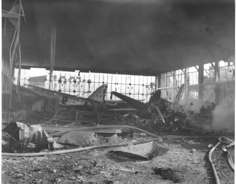 WW2 WWII Photo Pearl Harbor Attack Damaged Hangers Ford Island World War Two
