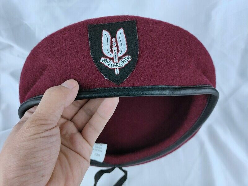 AIR SERVICE BRITISH INSIGNIA ARMY SPECIAL GROUP PURPLISH RED WOOL BERET 7-3/8