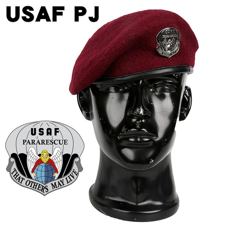 US Air force rescue team Group Red Wool Berets USAF PJ airborne troops Military