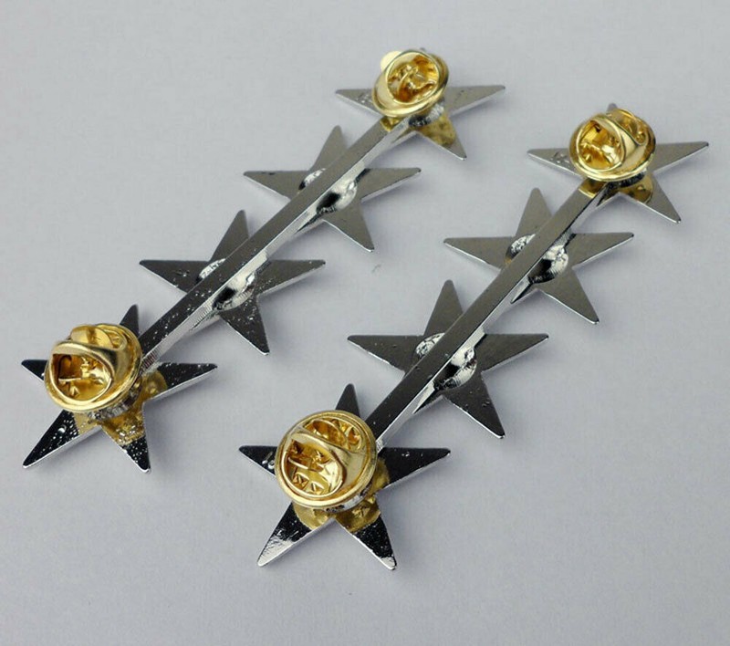 Set WW2 US Military Four Stars Shoulder Rank Badge Pin Insignia PAIR Large gallery