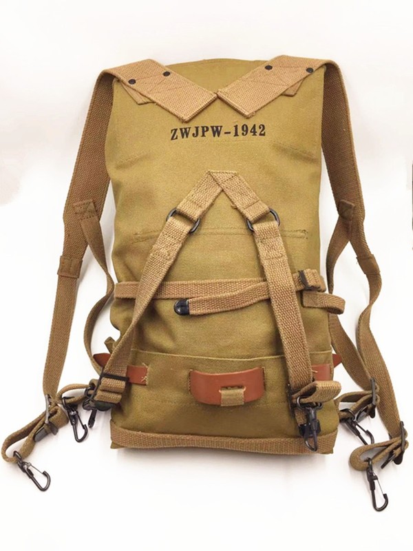WWII WW2 US ARMY 1942 M1928 FIELD KNAPSACK BACKPACK & BELT COMBINATION SUIT gallery