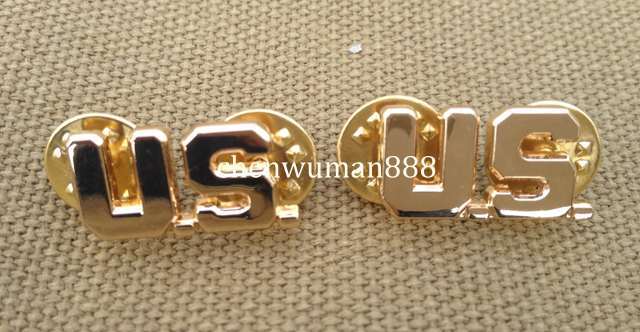 PAIR OF WW2 US ARMY AIR CORPS OFFICER U.S. COLLAR INSIGNIA MARKED BADGE
