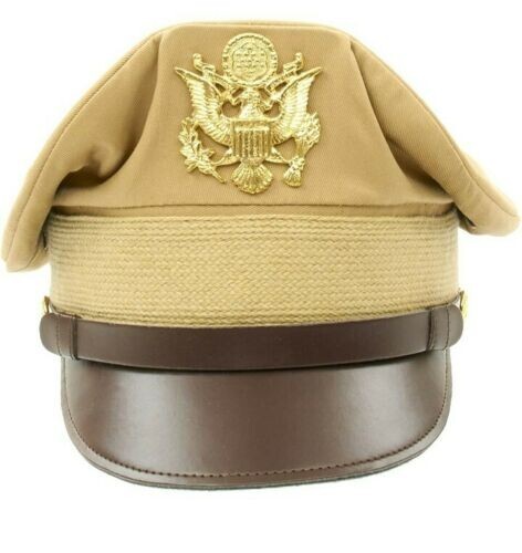 USA Army Cap – ARMY OFFICERS UNIFORM VISOR HAT CRUSHER STYLE CAP (Khaki)