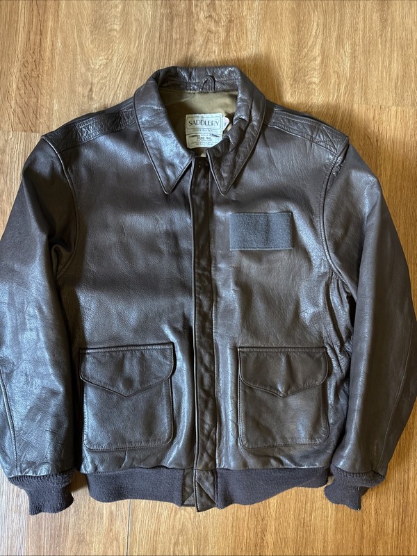 Vtg 40s WWII Style A-2 Leather Bomber Pilot Flight Jacket Mens L Biker Coat USA