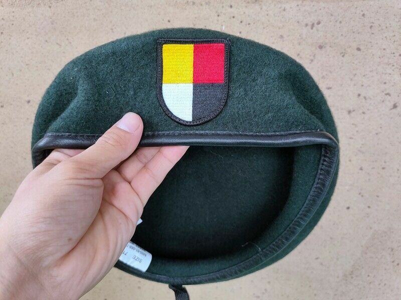 SIZE 7-3/8 US ARMY 3TH SPECIAL FORCES GROUP BLACKISH GREEN COLOR WOOL BERET CAP gallery