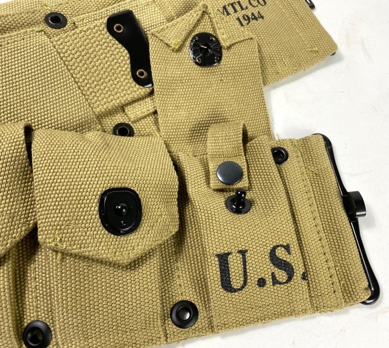 WWII US ARMY INFANTRY M1 GARAND RIFLE 10 POCKET AMMO BELT OD#3 KHAKI gallery