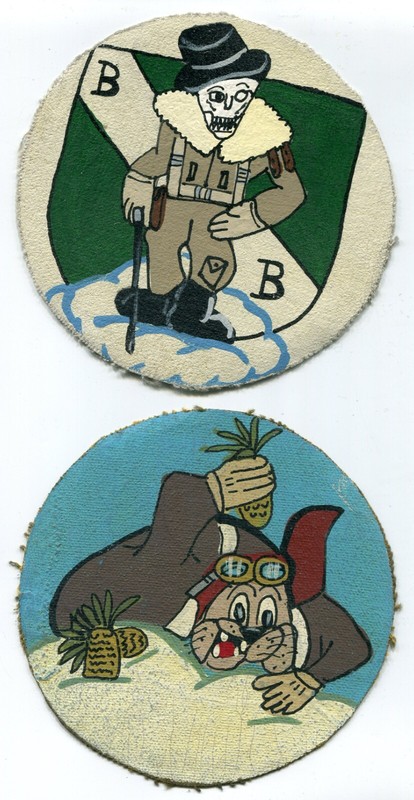 Four USAAF WWII Patches. – RKO Movie Studio Patches. – Hand Painted on Canvas.