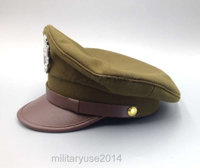US Army Air Corps Force Military Hat Officer Wide Brim Eagle Badge Hat Cap -M gallery