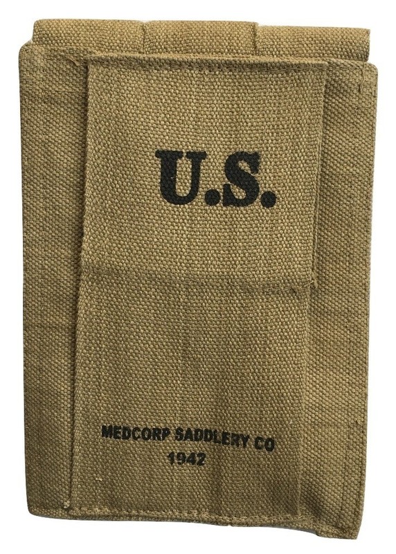 U.S USGI WWII Canvas 3 Pocket Thompson Pouch Holder with Thompson Gun Kerr Sling gallery