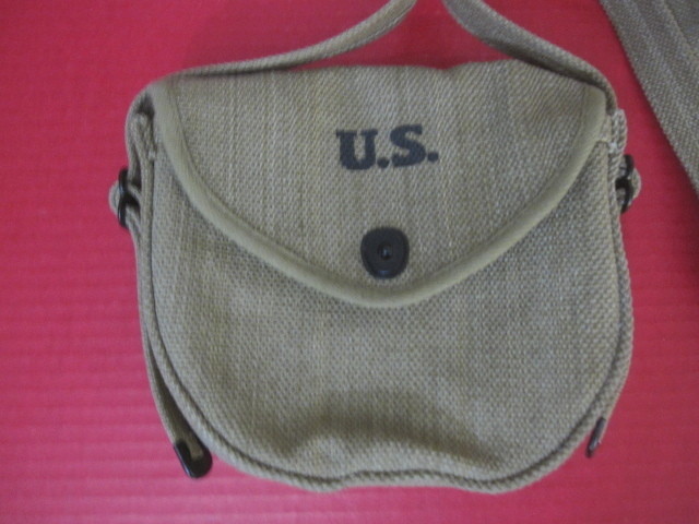 WWII Era US Army Thompson Canvas Pouch w/Sling for .45acp Drum Magazine - Repro gallery