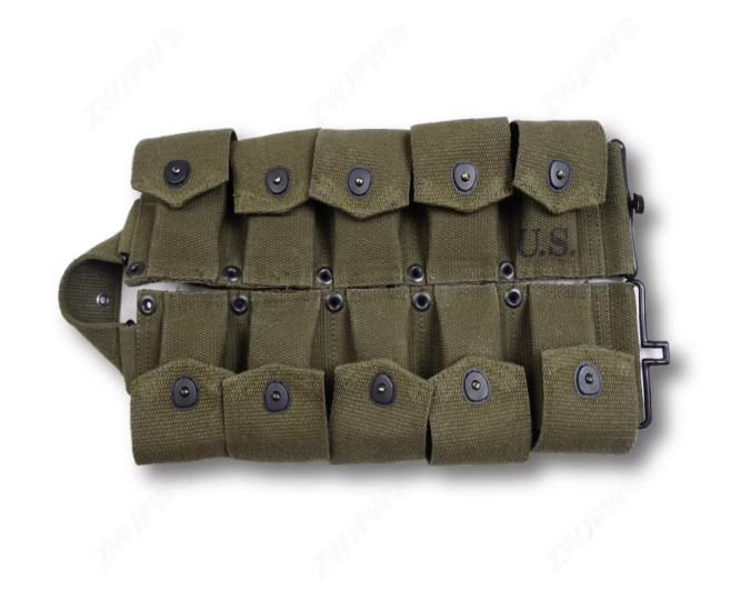 WWII U.S. Army Garland Ammo Pouch Bag Belt Ten Pack Green-1393 gallery