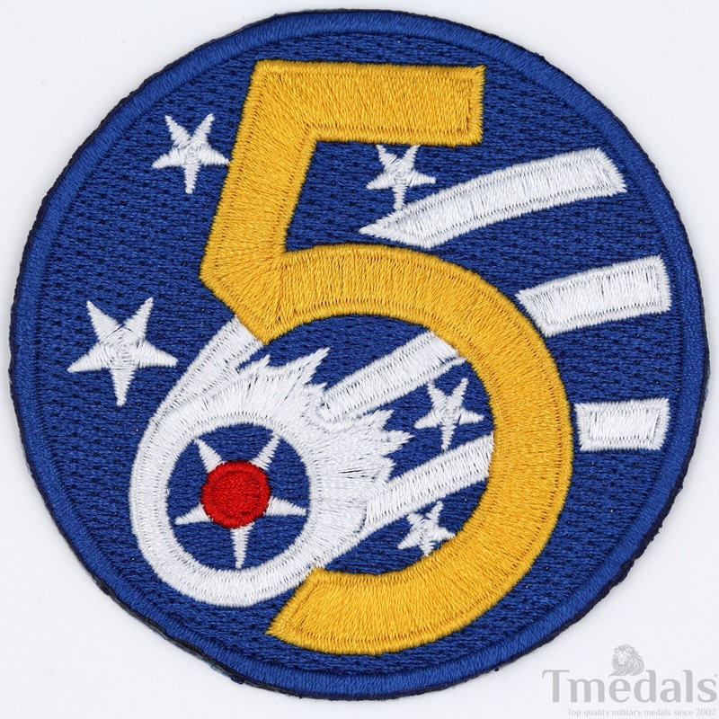 US 5th Army Air Force WW2 BULLION USAF Air Corps Squadron Shoulder Uniform Patch
