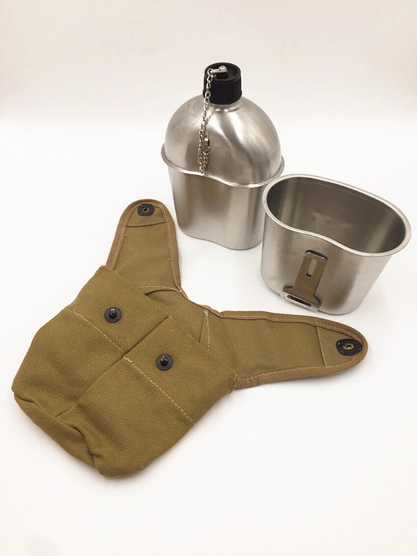 WW2 US ARMY MILITARY USMC CANTEEN 2ND PATTERN WITH COVER OUTDOOR KETTLE gallery