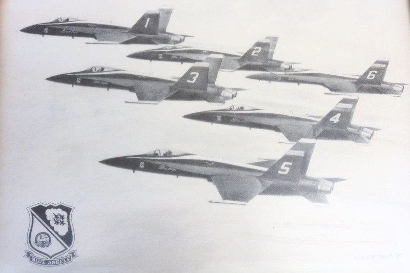 GIL ORTEGA PRINT SIGNED Blue Angels Military Aircraft Framed Matte Fighter HB gallery