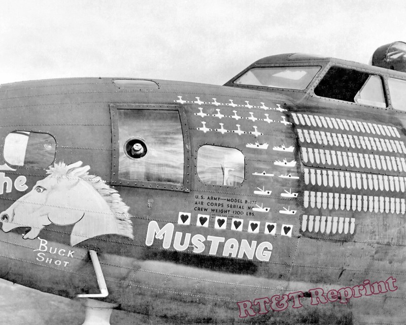 Photograph WWII B-17F-25 Boeing Flying Fortress Aircraft The Mustang 1943 8x10