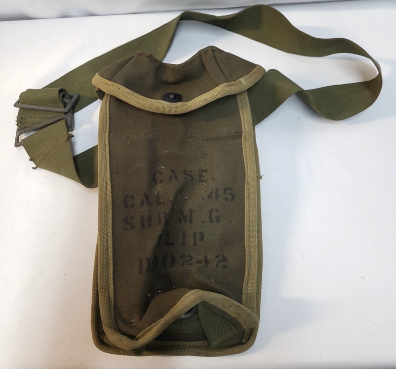 WWII US Army Grease Gun .45 AMMO Carry Bag Pouch with Strap