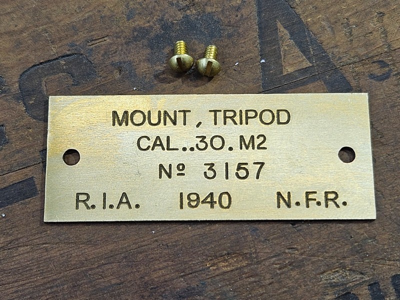 M2 tripod data plate - Rock Island 1940