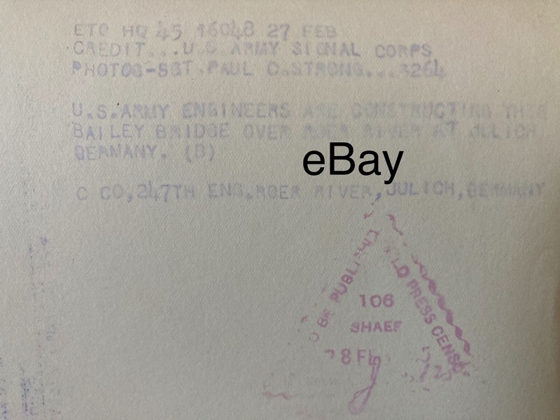 1945 WWII Signal Corps Reprint Photo Roer River Bailey Bridge 247th Eng Germany gallery
