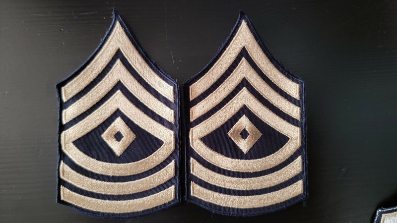 Reproduction WW2 US Army Chevrons First Sergeant 1 Grade Rank Patch Pair