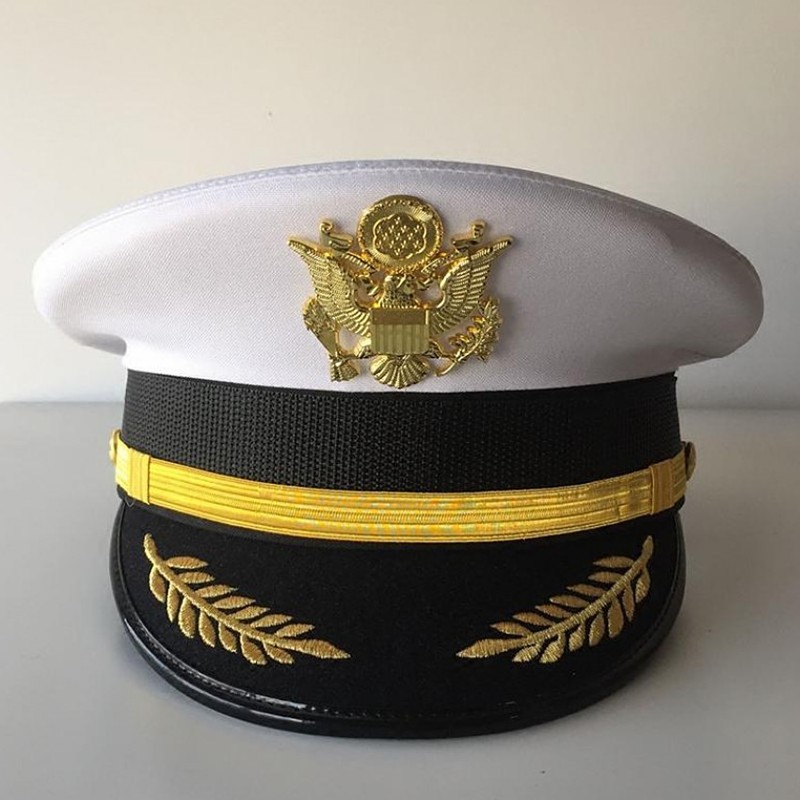 US Army Air Force OffIcer White Cap Captain Hat Uniforms Costume Party