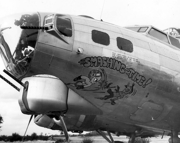Boeing B-17 Flying Fortress “Smashing Time” Bomber Nose Art 8×10 WWII Photo 751a
