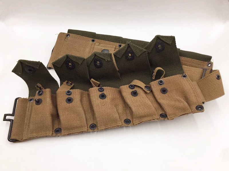 WWII US ARMY M-1923 CARTRIDGE SOLDIER Outdoor Military EQUIPMENT 10 POUCH BELT gallery