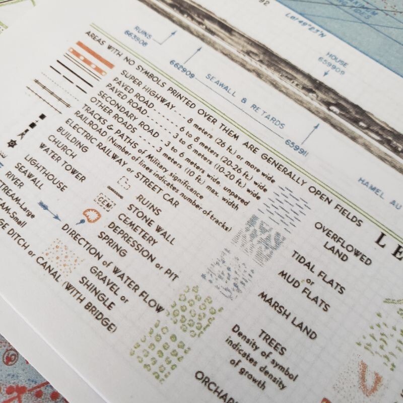Set of 2 top secret Omaha Beach Maps from D-Day (Normandy landing 1944) gallery