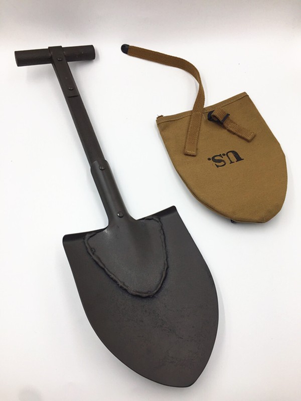 WW2 US STYLE M1910 T-HANDLE SHOVEL SPADE WITH CANVAS COVER POUCH (KHAKI) gallery
