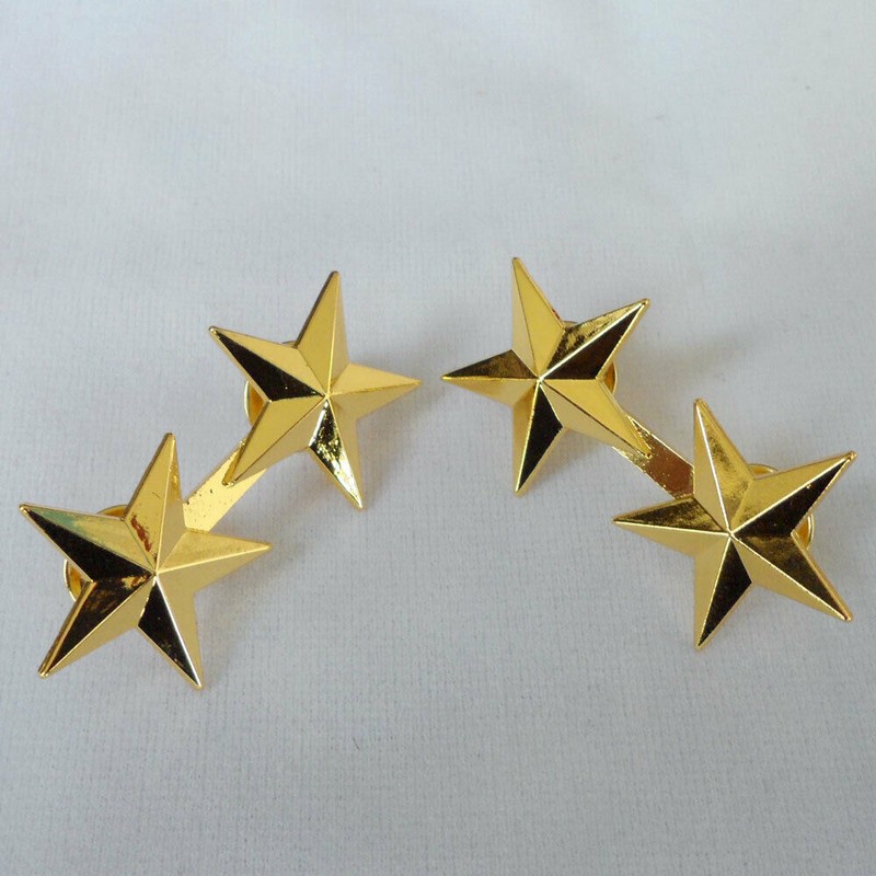 Pair of WW2 US ARMY Officer Two-star Badge for Cap and Shoulder Collar Lapel Pin