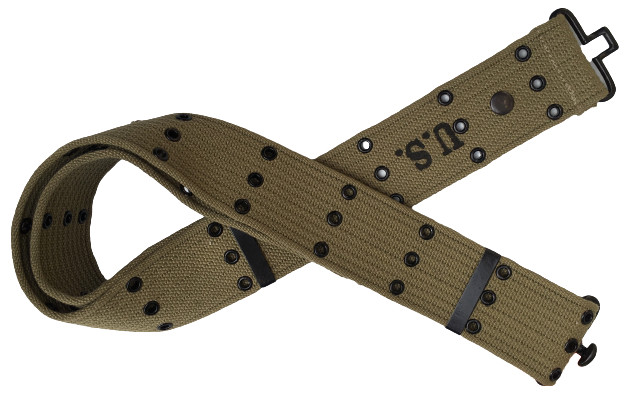 (Pack of 5) M1 Webbing Canvas Belt Reproduction OD Green with U.S Marking gallery