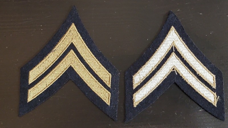 Reproduction WW2 US Army Corporal Fifth Grade Chevrons Rank Pair OD Wool 018 gallery