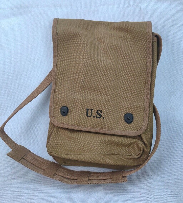 WW2 US ARMY OFFICER PARATROOPER SOLDIER FIELD MAP BAG SHOULDER STRAP KNAPSACK