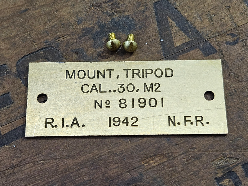 M2 tripod data plate - Rock Island 1942