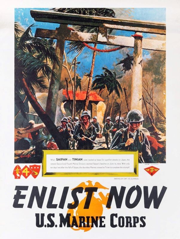 World War Two Theme Enlist US Marine Corps! NEW METAL SIGN: 9 x 12" Ships Free