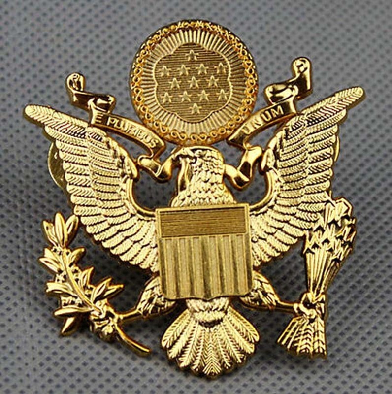 US Army Cap Badge Eagle Pin Metal Military Souvenir Officer Insignia Medal