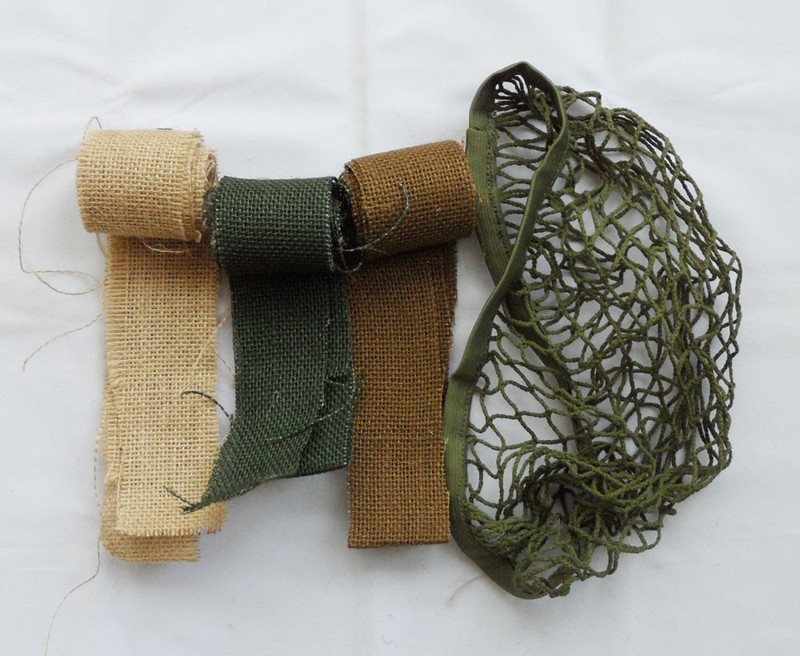 WWII US M1 Helmet Net Cover Camo Linen strip，Exclude Helmet gallery