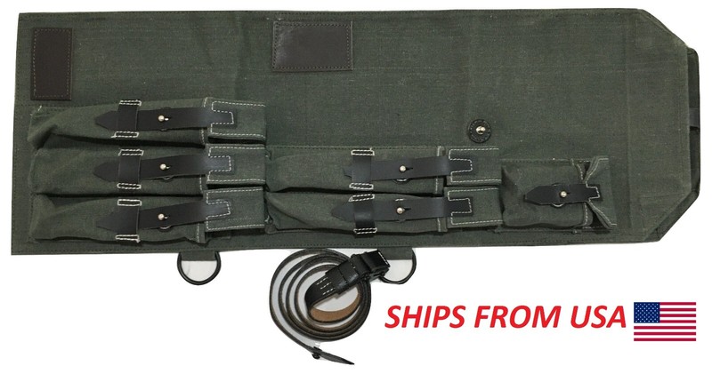 WWII GERMAN MP CANVAS CARRY CASE OD GREEN WITH FREE MP44 SLING BLACK