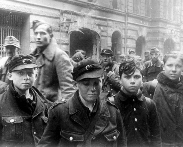 German Boy Soldiers taken Prisoner in Berlin 1945 8″x 10″ World War II Photo 363