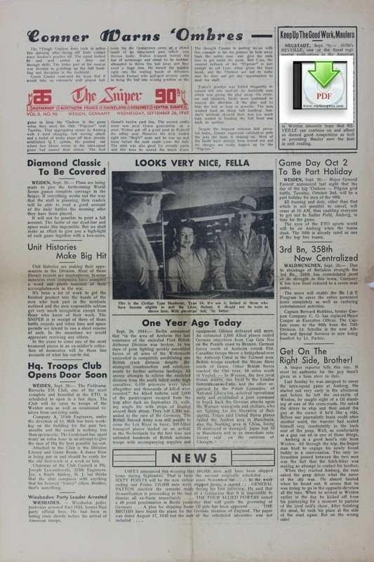 *CD File 3 Newspapers The Sniper 1945 90th Infantry Division Camp Barkeley PDF gallery