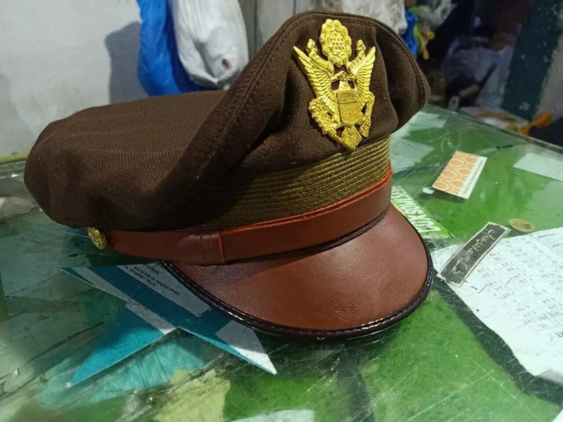 US Army Aircorps Military Officers Pilots OD Visor Crusher Hat Cap