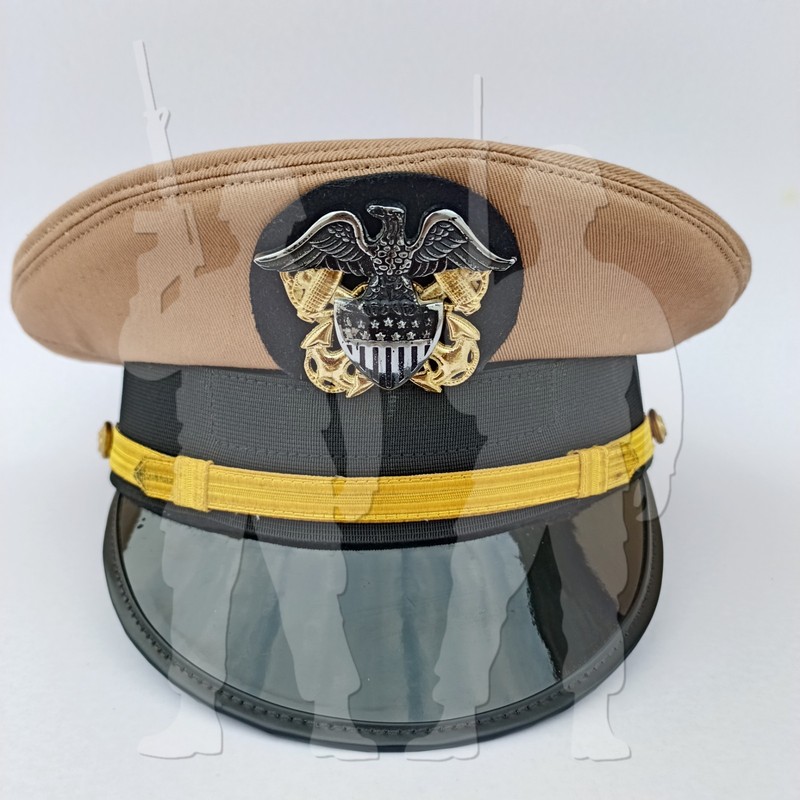 WW2 US Navy Officer Visor Cap US Navy Commander's Hat with Cotton Khaki cover gallery