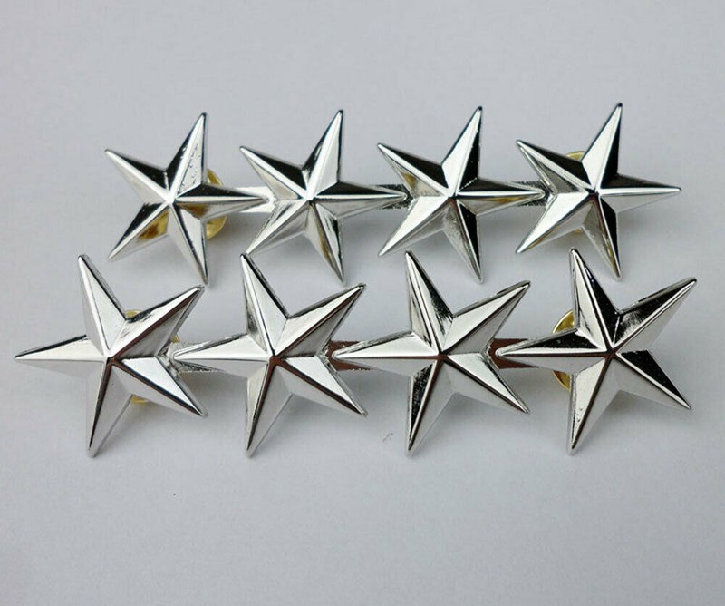 Set WW2 US Military Four Stars Shoulder Rank Badge Pin Insignia PAIR Large