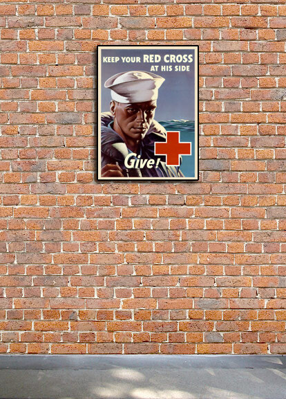 “Keep Your Red Cross At His Side” 1944 Vintage Style WW2 War Poster - 18x24 gallery