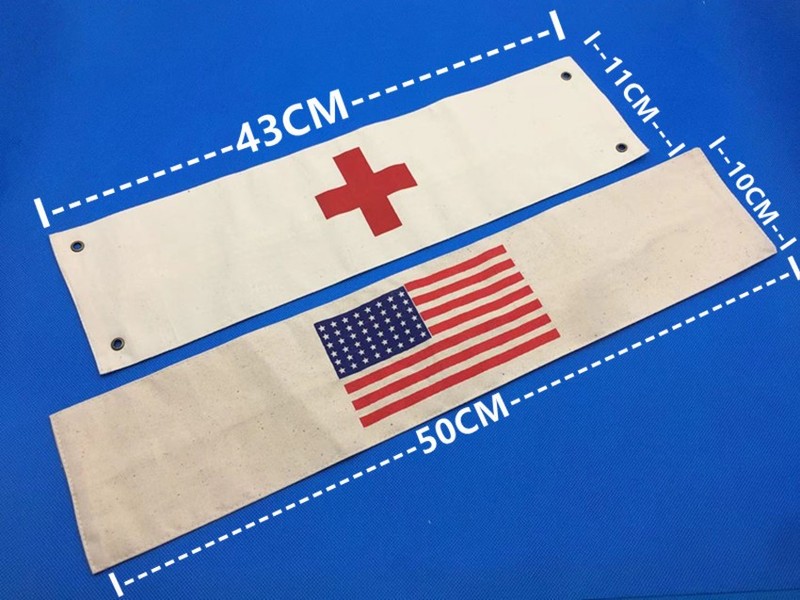 2PCS WW2 US PARATROOPER FLAG ARM BAND & MEDIC MEDICAL RED CROSS SLEEVE BRASSARD gallery
