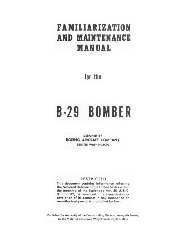 REPRINT B-29 BOEING FAMILIARIZATION MANUAL 700p