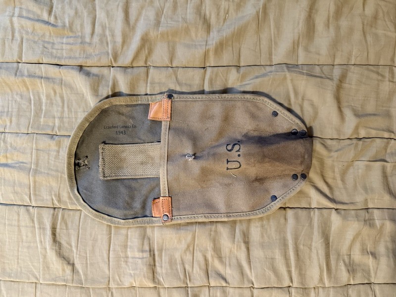 Wwii Ww2 Repro Folding Shovel Cover, In Need Of Repair
