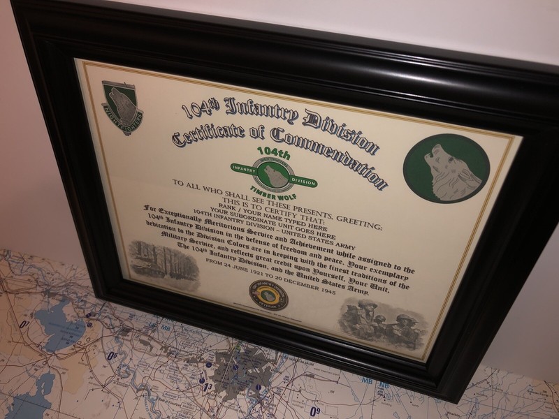 104TH INFANTRY DIVISION / COMMEMORATIVE - CERTIFICATE OF COMMENDATION gallery