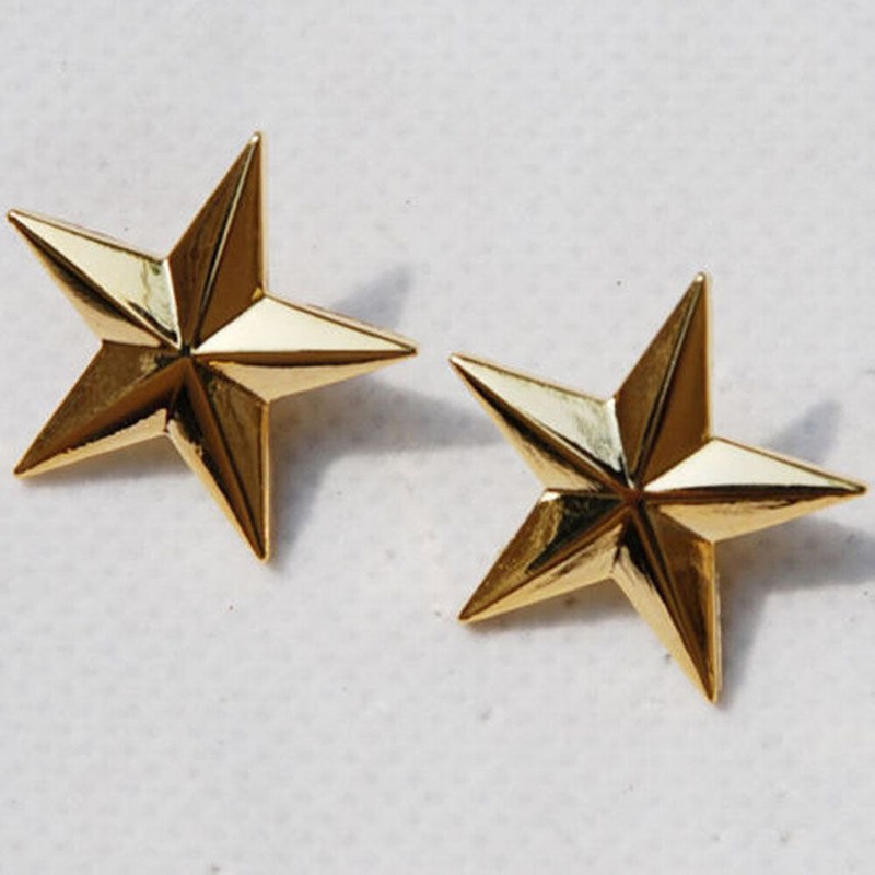 WW2 US Army One Star Brigadier General Rank Insignia Badges Gold 2PCS gallery