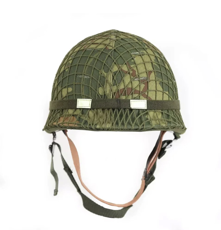 WWII VIETNAM WAR ERA US M1 COMBAT STEEL HELMET WITH Mitchell CAMOUFLAGE NET SET